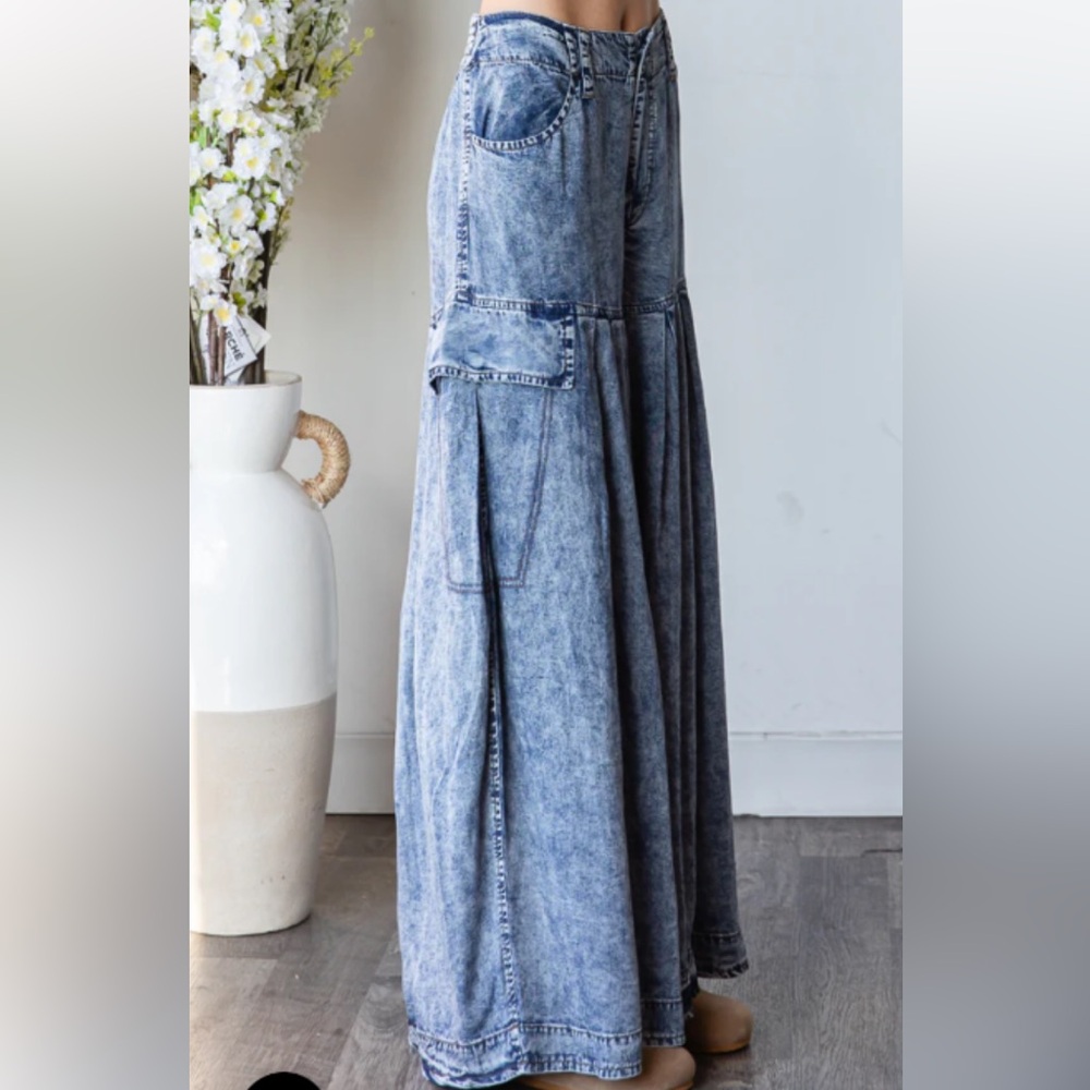 415 🎉OLI & HALI 1 left WASHED PLEATED DETAIL WIDE LEG TENCEL PANTS - Picture 3 of 4
